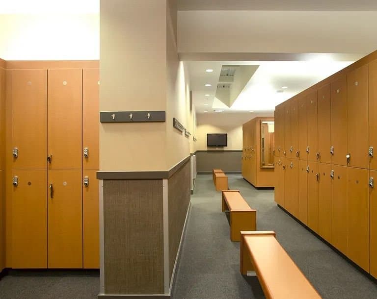 Fitness center locker room cleaned and deodorized