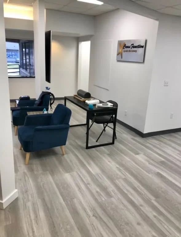 Office lounge area after recurring cleaning service