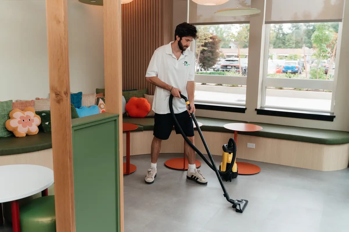 Vacuuming a children’s play and activity area