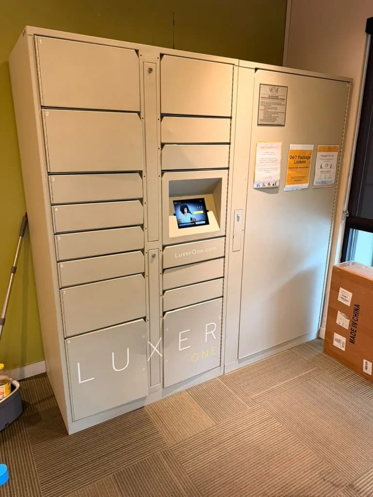 Package lockers in the Verve Flats mailroom after cleaning